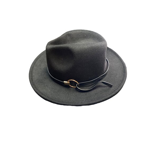 INC International Concepts Women's Panama Hat Hardware Ring Black OS NWD - Picture 2 of 3